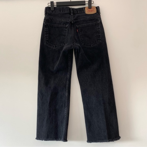 Levi's 550 Black Relaxed Fit Raw Hem Jeans Size 27 - Picture 3 of 16
